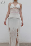 SWAYING/KNIT Japanese paper furry maxi skirt SW22SSB22 white